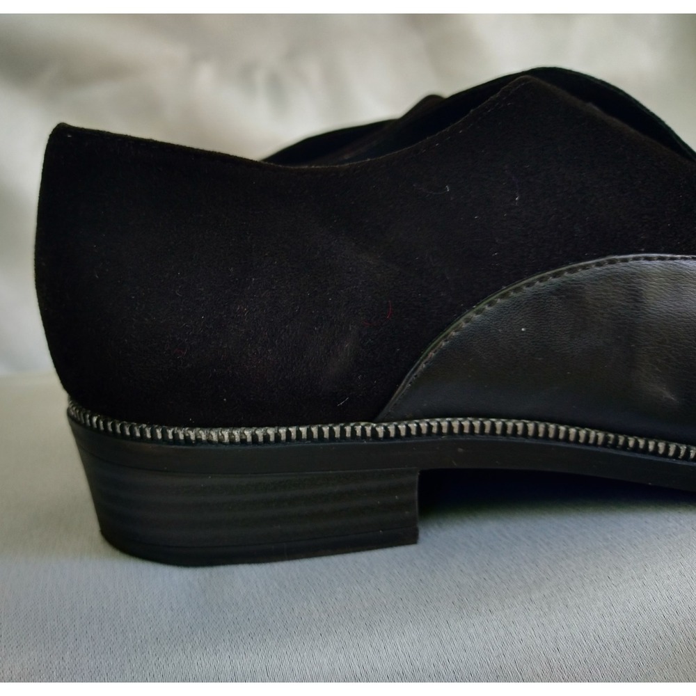 Tamaris Snakeskin Black Leather Suede Loafers Half Zipper Edgy Retro Dandy 41 10 - Picture 3 of 6